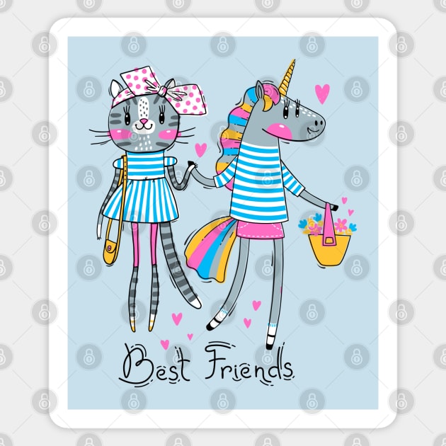 kitty unicorn best friends Sticker by Mako Design 